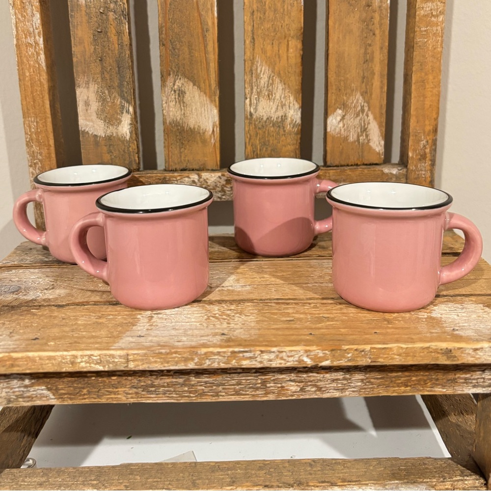 4 Pink Ceramic Espresso Mugs
